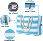 CoastCarry Waterproof Oversized Beach Tote with Zipper and Bottle Pockets