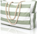 CoastCarry Waterproof Oversized Beach Tote with Zipper and Bottle Pockets