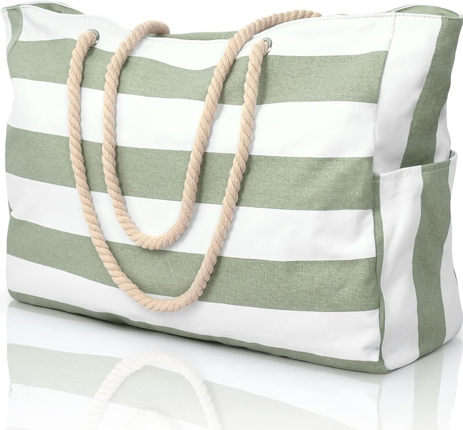 CoastCarry Waterproof Oversized Beach Tote with Zipper and Bottle Pockets