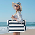 CoastCarry Waterproof Oversized Beach Tote with Zipper and Bottle Pockets