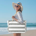 CoastCarry Waterproof Oversized Beach Tote with Zipper and Bottle Pockets