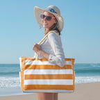 CoastCarry Waterproof Oversized Beach Tote with Zipper and Bottle Pockets
