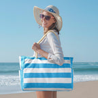 CoastCarry Waterproof Oversized Beach Tote with Zipper and Bottle Pockets