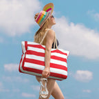 CoastCarry Waterproof Oversized Beach Tote with Zipper and Bottle Pockets