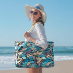 CoastCarry Waterproof Oversized Beach Tote with Zipper and Bottle Pockets