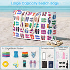 CoastCarry Waterproof Oversized Beach Tote with Zipper and Bottle Pockets