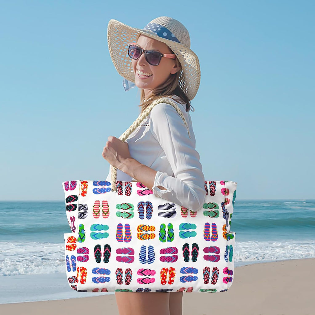 CoastCarry Waterproof Oversized Beach Tote with Zipper and Bottle Pockets
