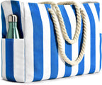 CoastCarry Waterproof Oversized Beach Tote with Zipper and Bottle Pockets