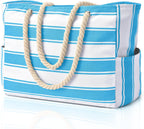 CoastCarry Waterproof Oversized Beach Tote with Zipper and Bottle Pockets