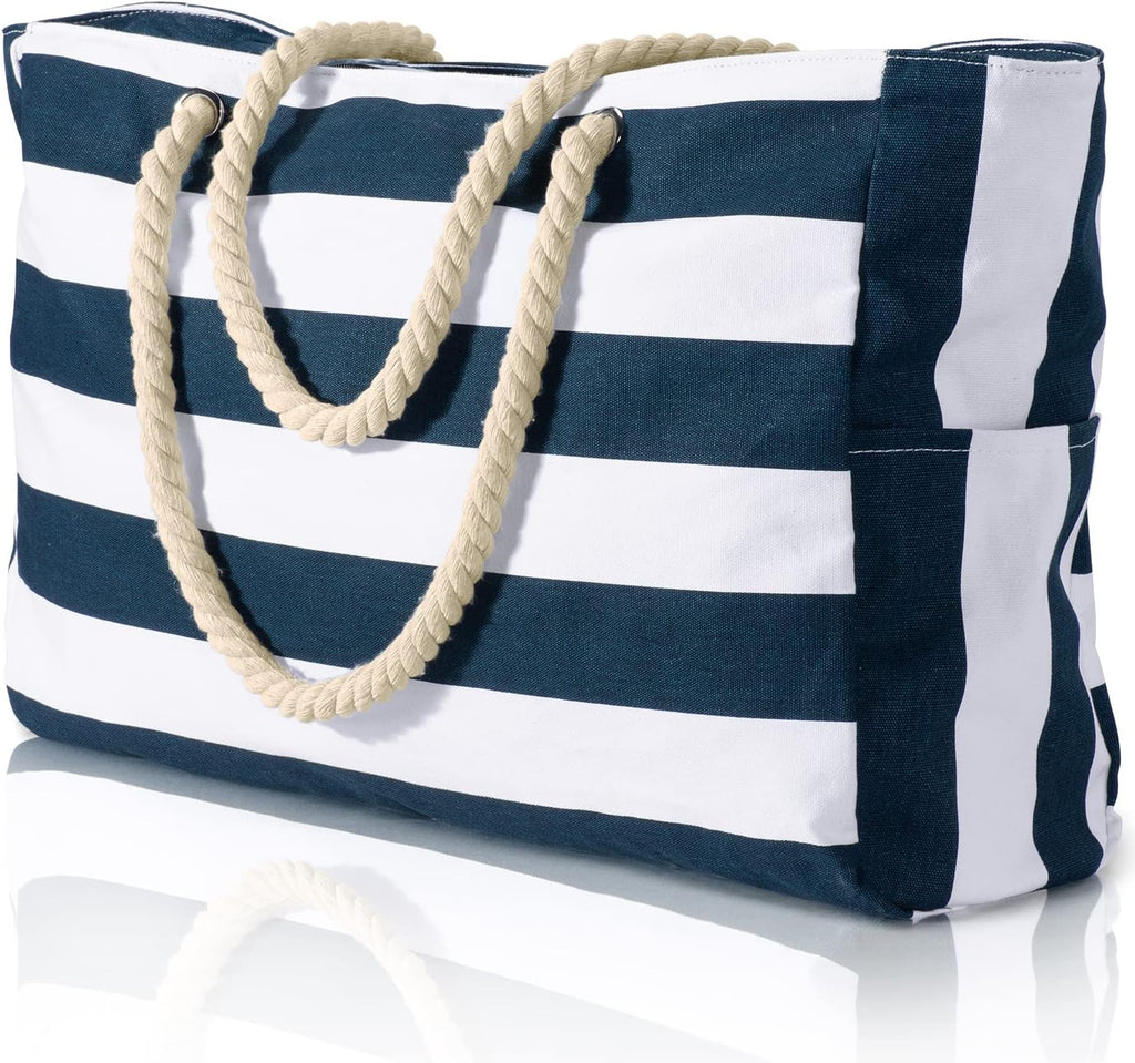 CoastCarry Waterproof Oversized Beach Tote with Zipper and Bottle Pockets