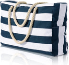 CoastCarry Waterproof Oversized Beach Tote with Zipper and Bottle Pockets