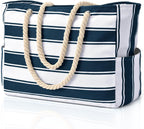 CoastCarry Waterproof Oversized Beach Tote with Zipper and Bottle Pockets
