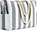 CoastCarry Waterproof Oversized Beach Tote with Zipper and Bottle Pockets