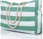 CoastCarry Waterproof Oversized Beach Tote with Zipper and Bottle Pockets