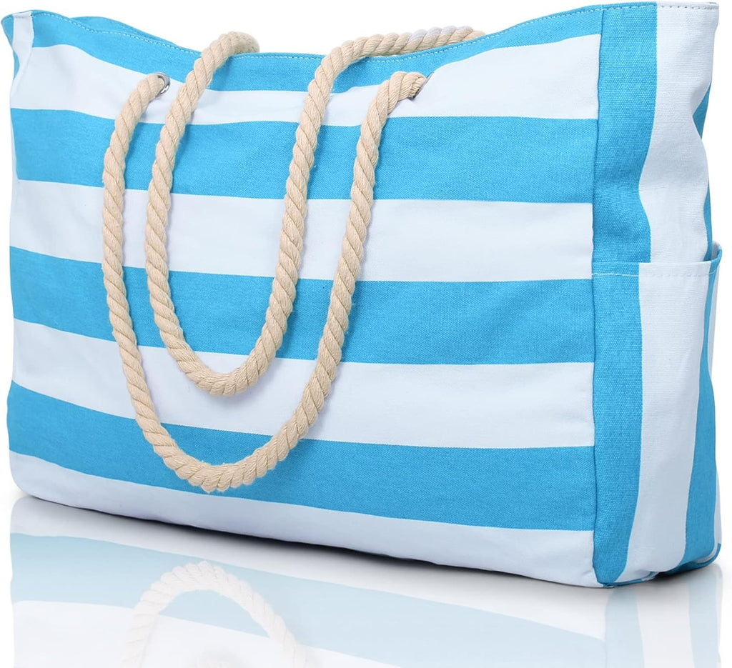 CoastCarry Waterproof Oversized Beach Tote with Zipper and Bottle Pockets