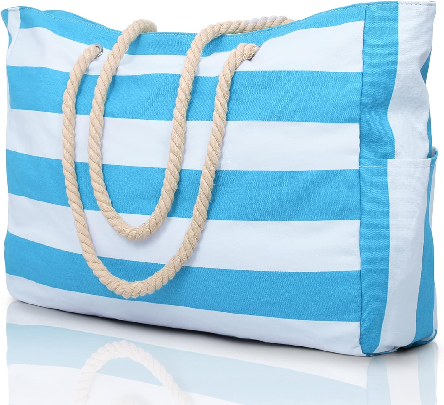 CoastCarry Waterproof Oversized Beach Tote with Zipper and Bottle Pockets