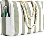 CoastCarry Waterproof Oversized Beach Tote with Zipper and Bottle Pockets