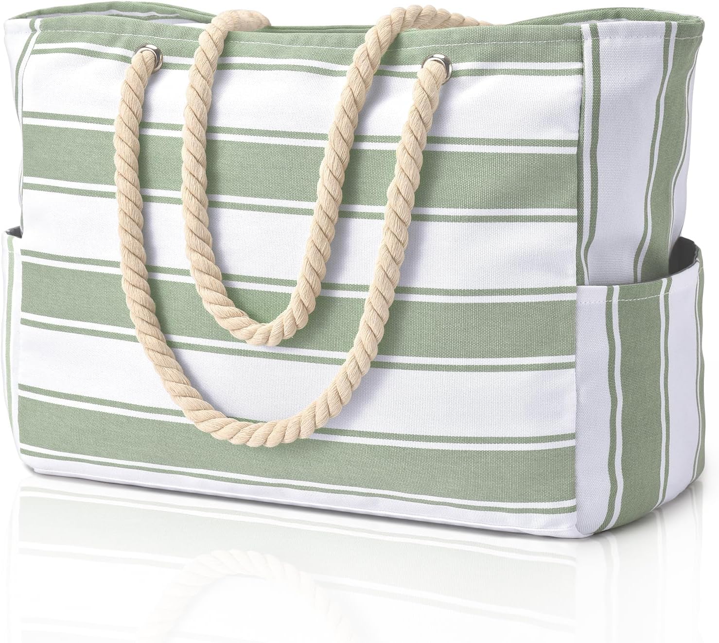 CoastCarry Waterproof Oversized Beach Tote with Zipper and Bottle Pockets