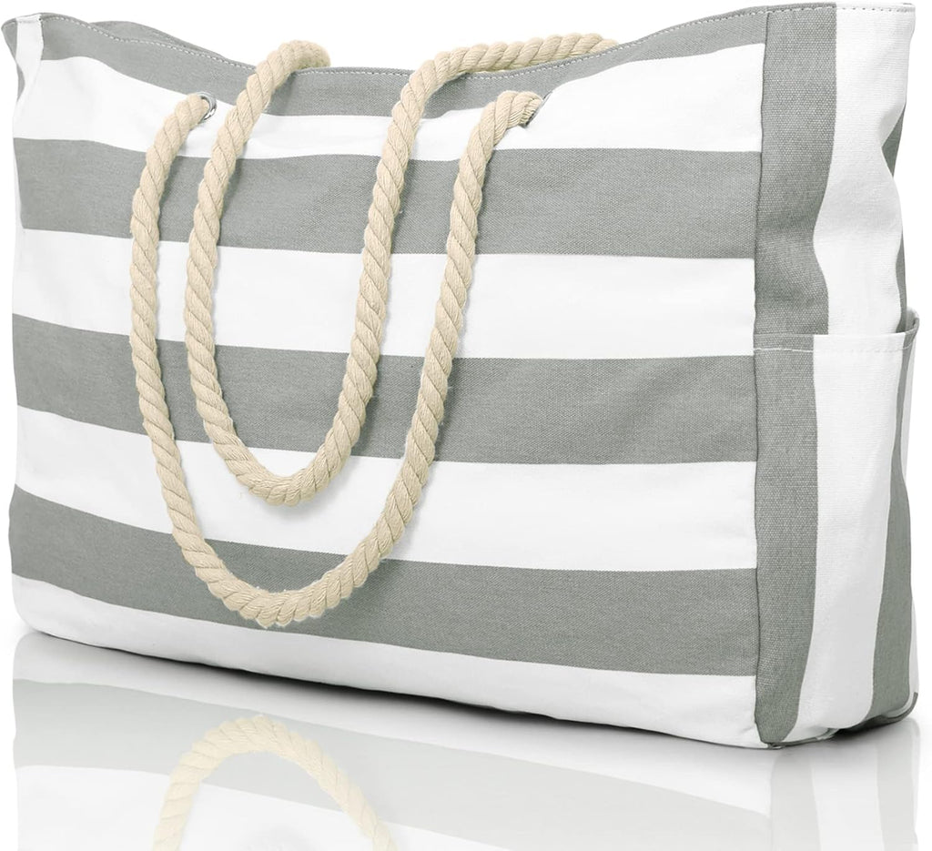 CoastCarry Waterproof Oversized Beach Tote with Zipper and Bottle Pockets