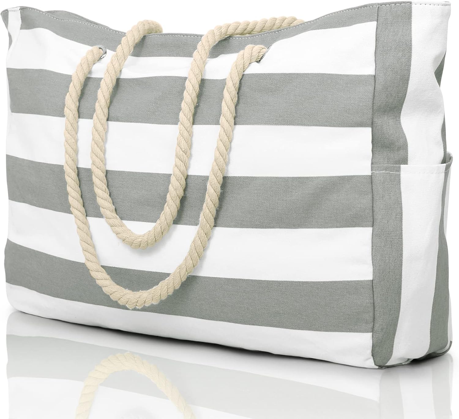 CoastCarry Waterproof Oversized Beach Tote with Zipper and Bottle Pockets