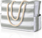 CoastCarry Waterproof Oversized Beach Tote with Zipper and Bottle Pockets