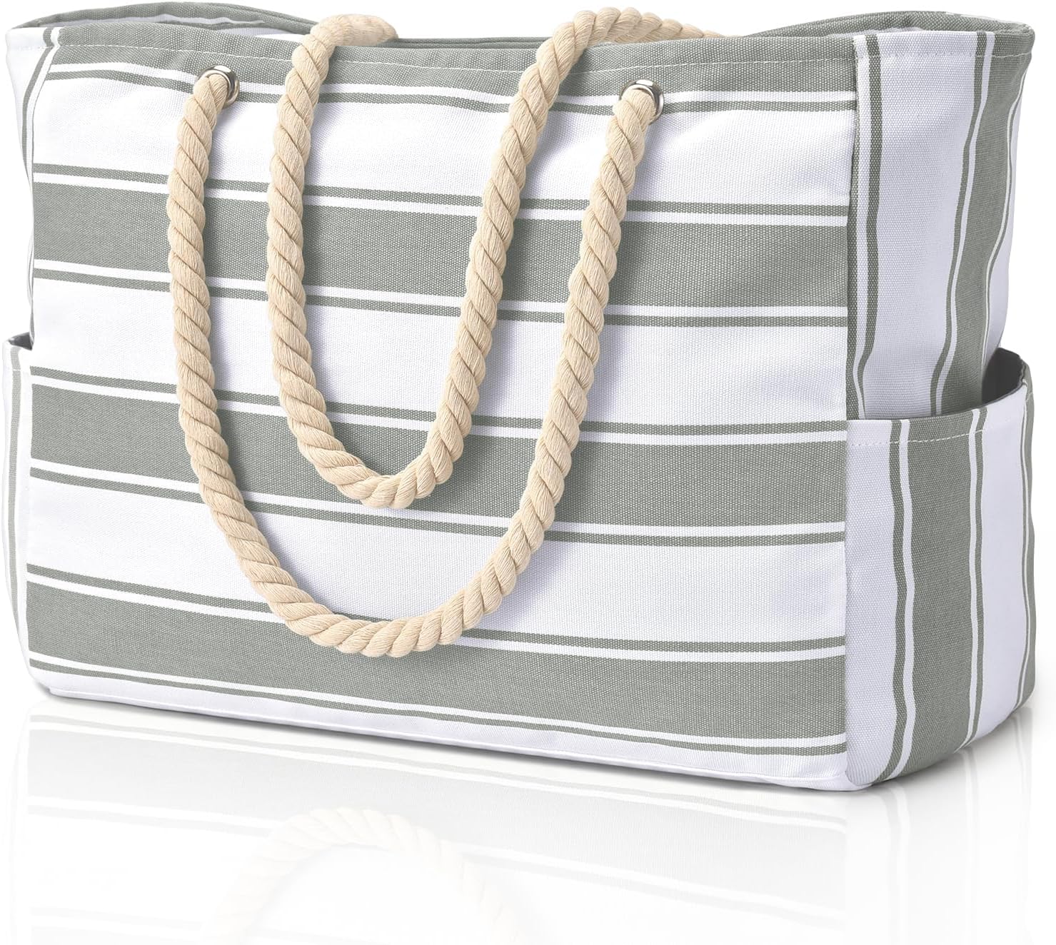 CoastCarry Waterproof Oversized Beach Tote with Zipper and Bottle Pockets