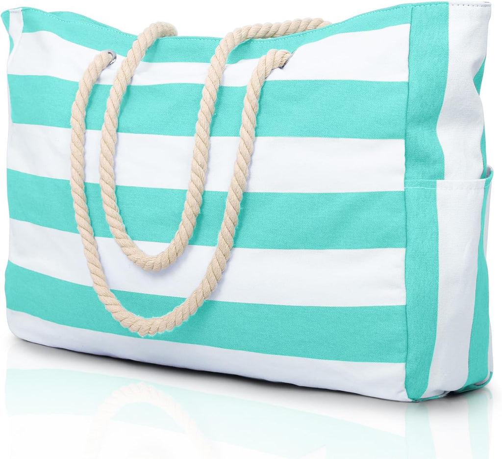 CoastCarry Waterproof Oversized Beach Tote with Zipper and Bottle Pockets