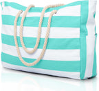 CoastCarry Waterproof Oversized Beach Tote with Zipper and Bottle Pockets