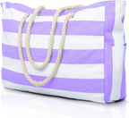 CoastCarry Waterproof Oversized Beach Tote with Zipper and Bottle Pockets