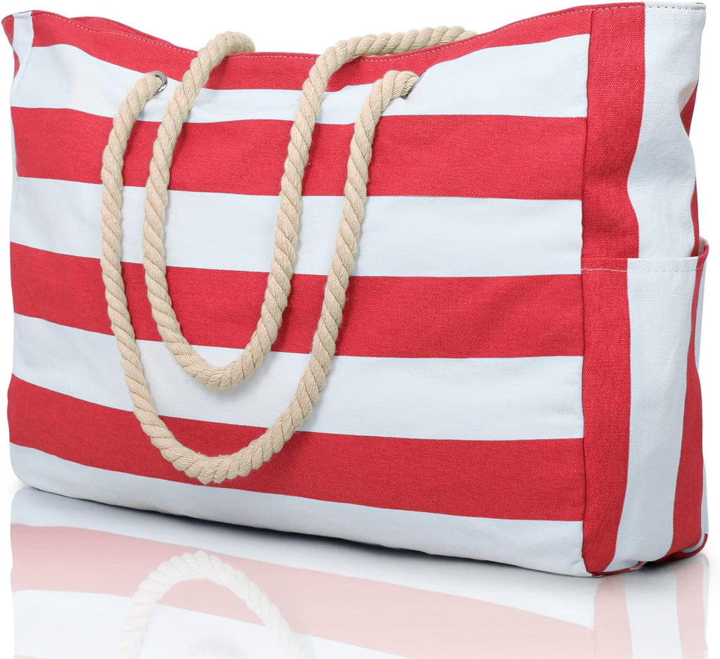 CoastCarry Waterproof Oversized Beach Tote with Zipper and Bottle Pockets