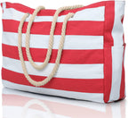 CoastCarry Waterproof Oversized Beach Tote with Zipper and Bottle Pockets
