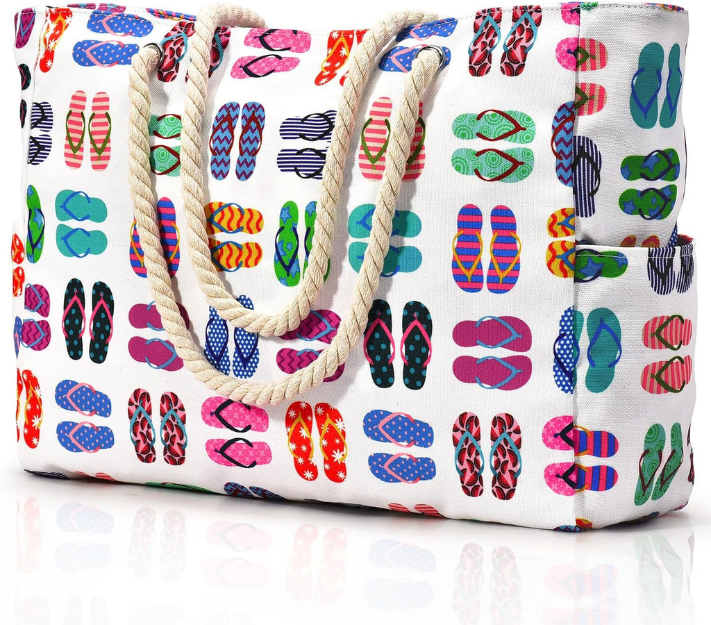 CoastCarry Waterproof Oversized Beach Tote with Zipper and Bottle Pockets
