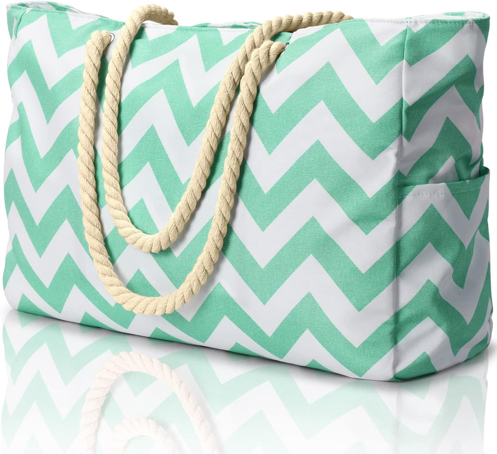 CoastCarry Waterproof Oversized Beach Tote with Zipper and Bottle Pockets