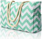 CoastCarry Waterproof Oversized Beach Tote with Zipper and Bottle Pockets