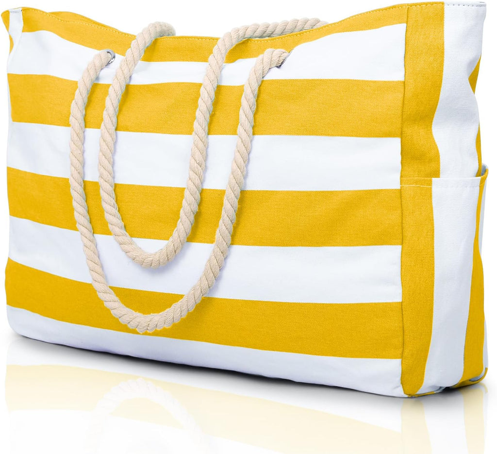 CoastCarry Waterproof Oversized Beach Tote with Zipper and Bottle Pockets