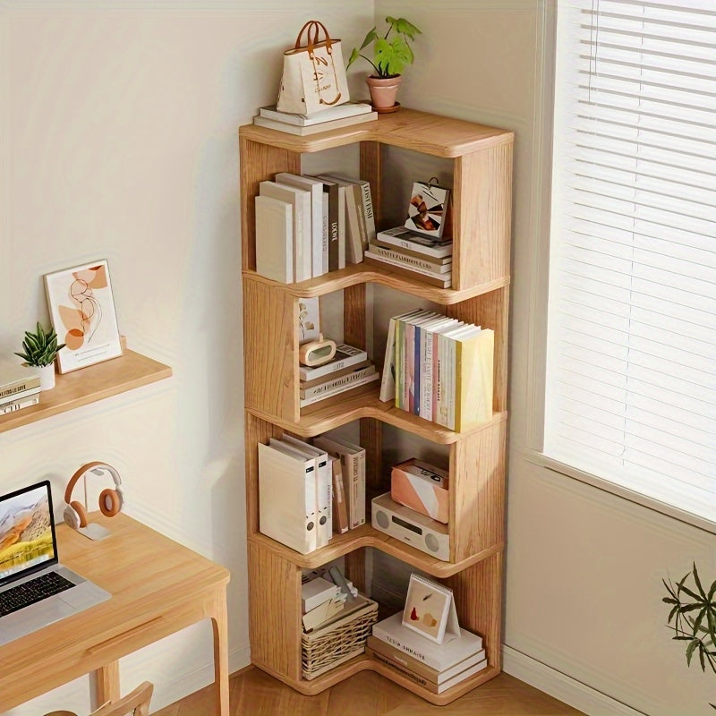 Solid Wood Corner Storage Shelf Unit 162cm