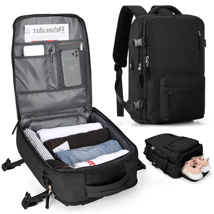 VoyaShield Waterproof Travel Backpack with USB Charging Port