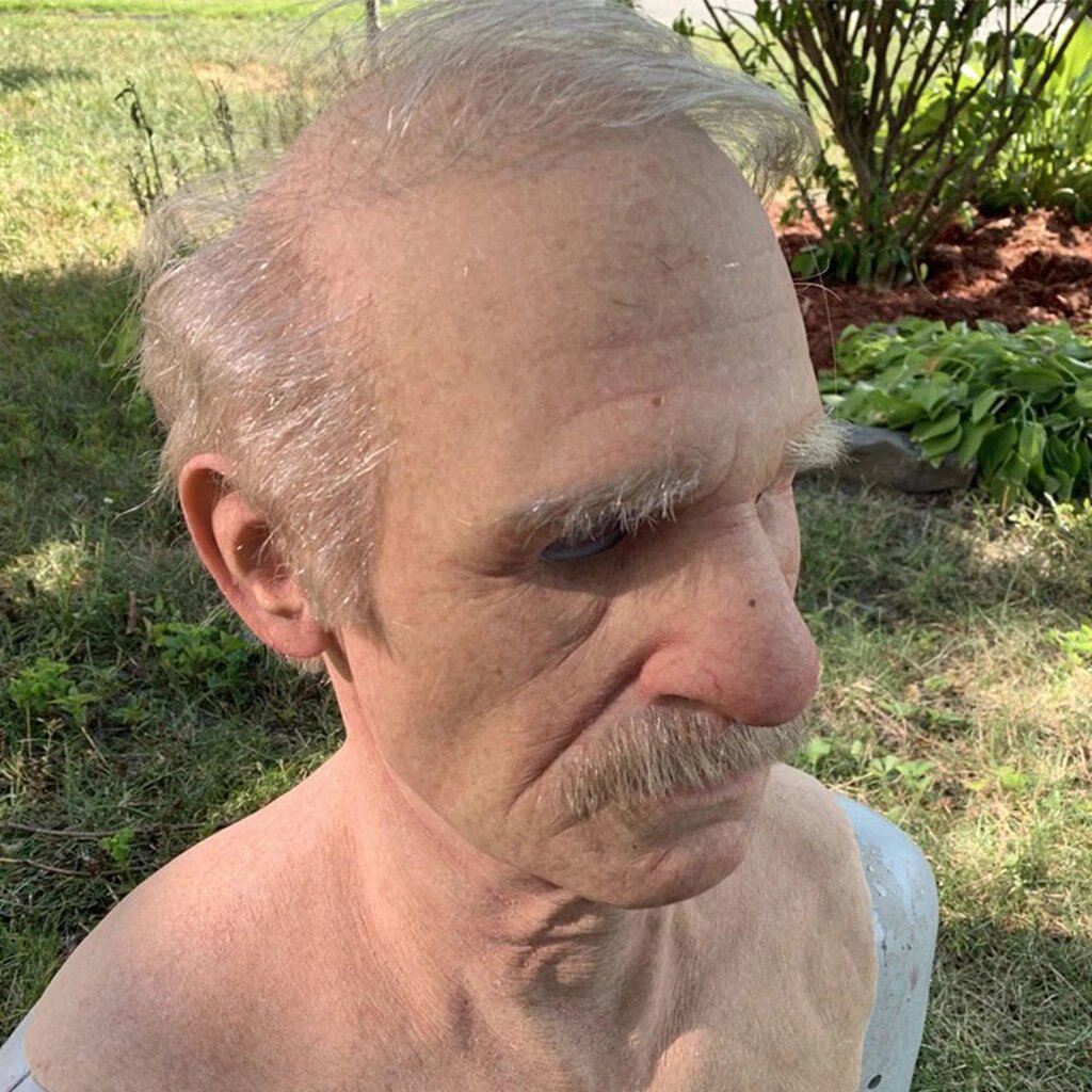Articulated Senior Character Latex Mask with Moving Jaw