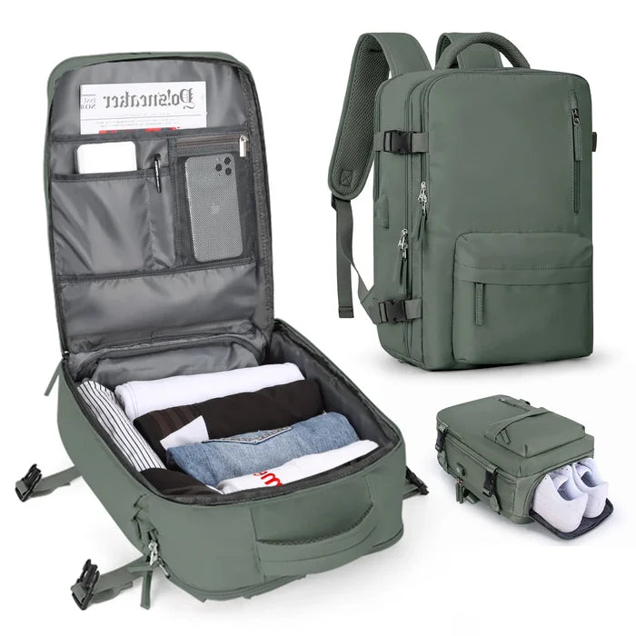 VoyaShield Waterproof Travel Backpack with USB Charging Port