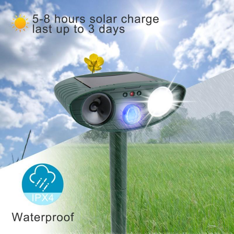 Solar Motion-Activated Ultrasonic Animal Deterrent for Gardens and Yards