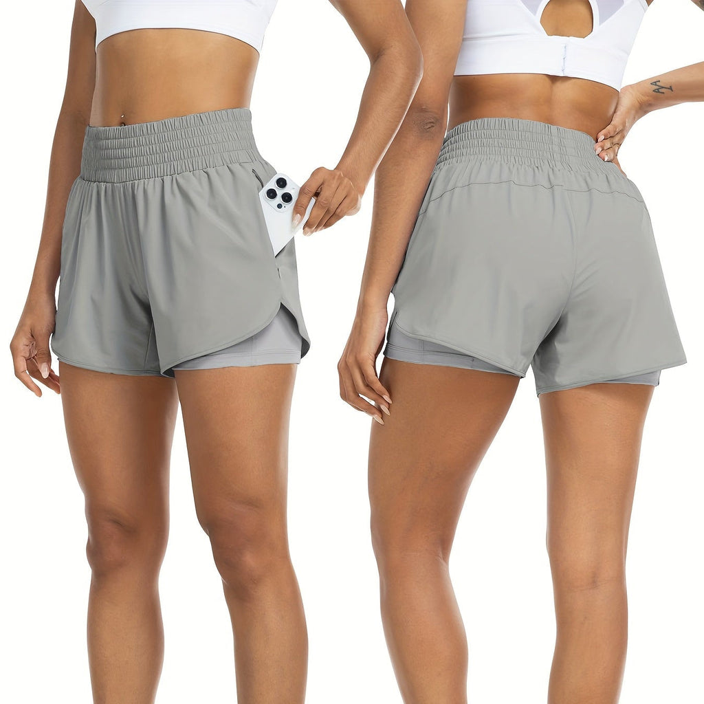 FlexAura High Waisted Double Layer Women's Training Shorts