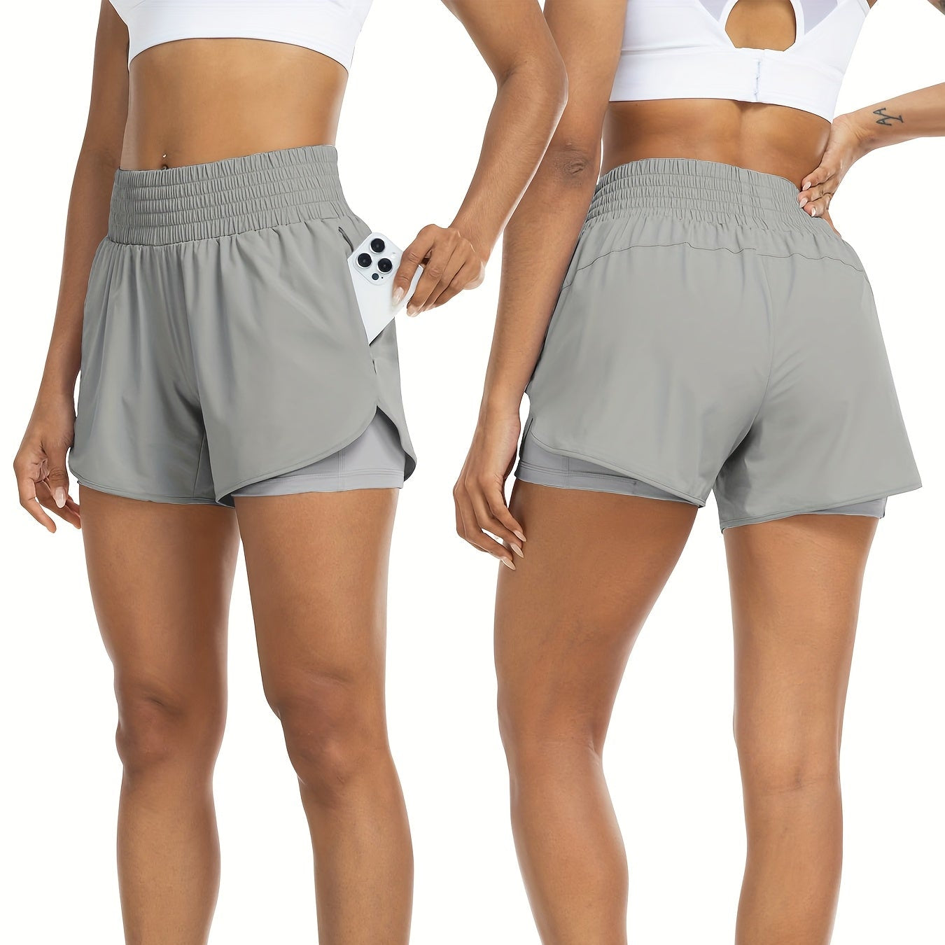 FlexAura High Waisted Double Layer Women's Training Shorts