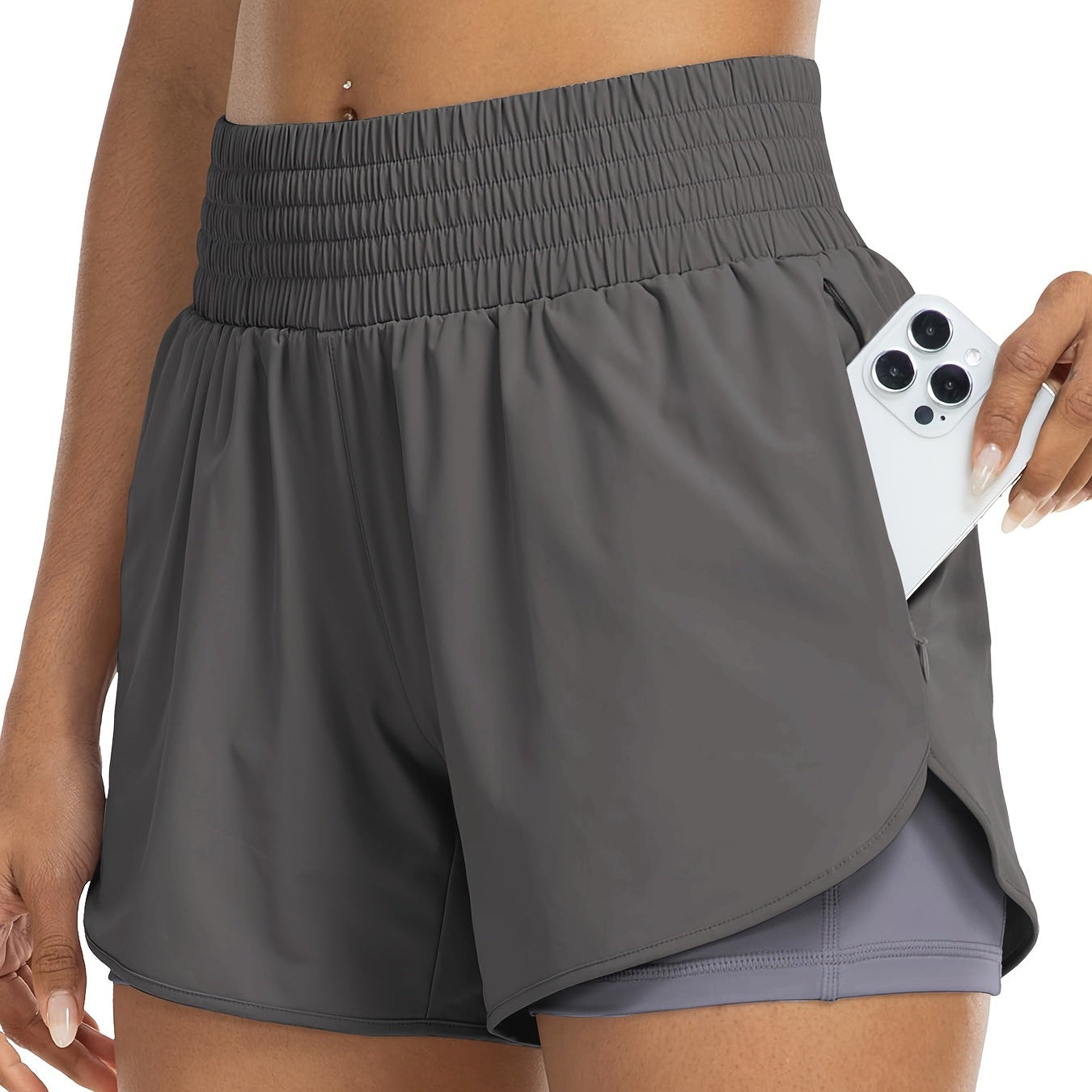 FlexAura High Waisted Double Layer Women's Training Shorts