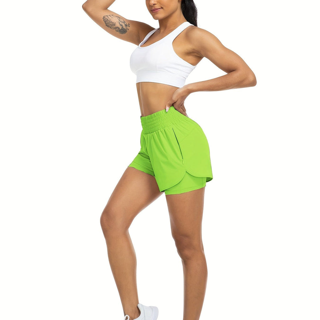FlexAura High Waisted Double Layer Women's Training Shorts
