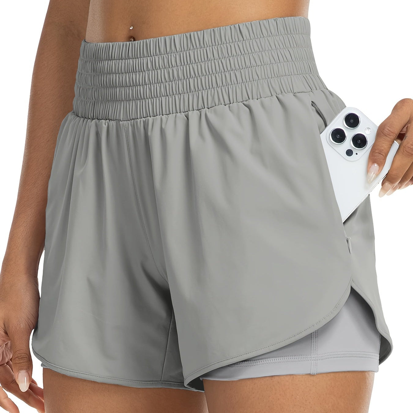 FlexAura High Waisted Double Layer Women's Training Shorts