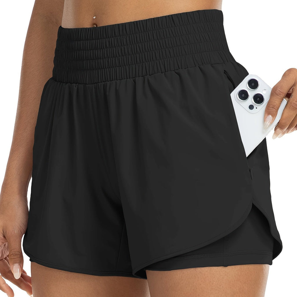 FlexAura High Waisted Double Layer Women's Training Shorts