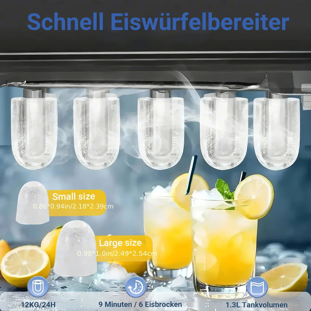 QuickCube Compact Ice Maker | Countertop Ice Machine with 2 Ice Sizes