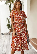 Elowen Printed Midi Dress for Women Lightweight Summer Casual Dress