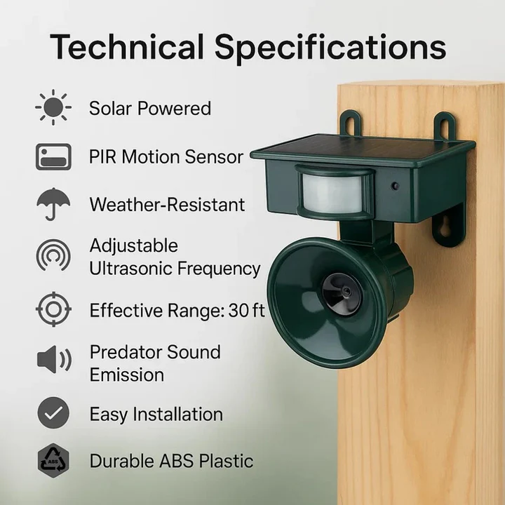 BirdGuard Motion-Activated Bird Deterrent | Weather-Resistant Outdoor Bird Repeller