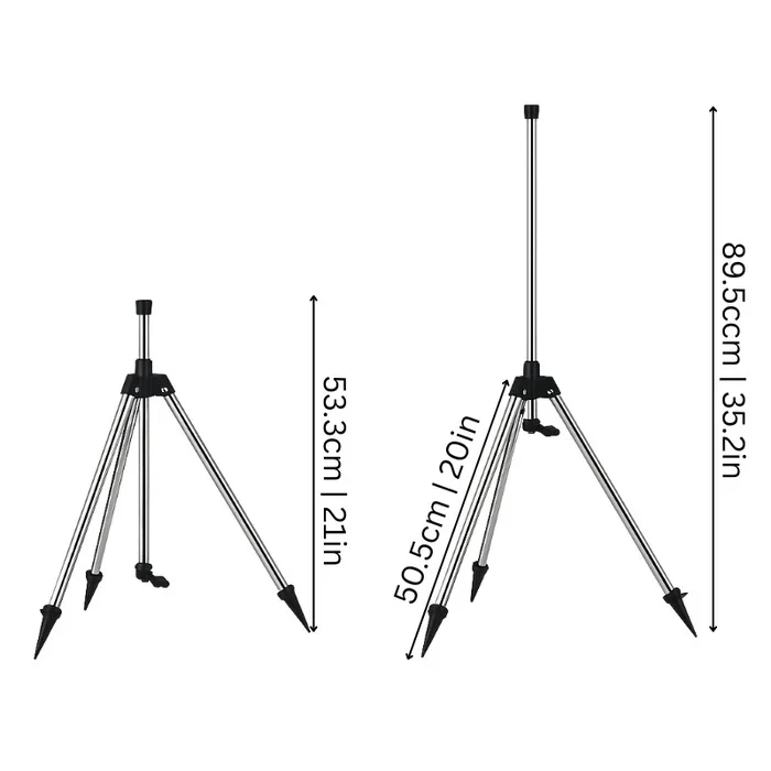 360-Degree Rotating Tripod Garden Sprinkler with Adjustable Coverage